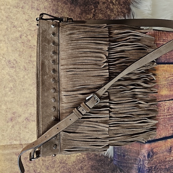 MICHAEL Michael Kors Handbags - Michael Kors | Tan Suede Fringed Crossbody Bag